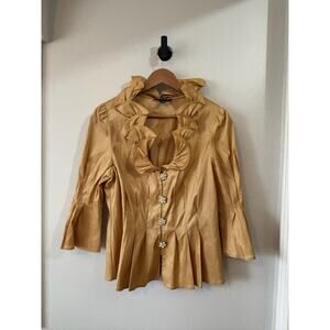 Fancy Gold Blouse, Size 14, by Chetta B, Sparkle Buttons, Dressy, Nice!